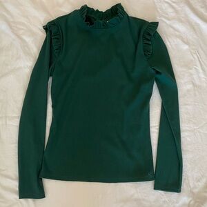 Forest Green Ruffled Women's Blouse